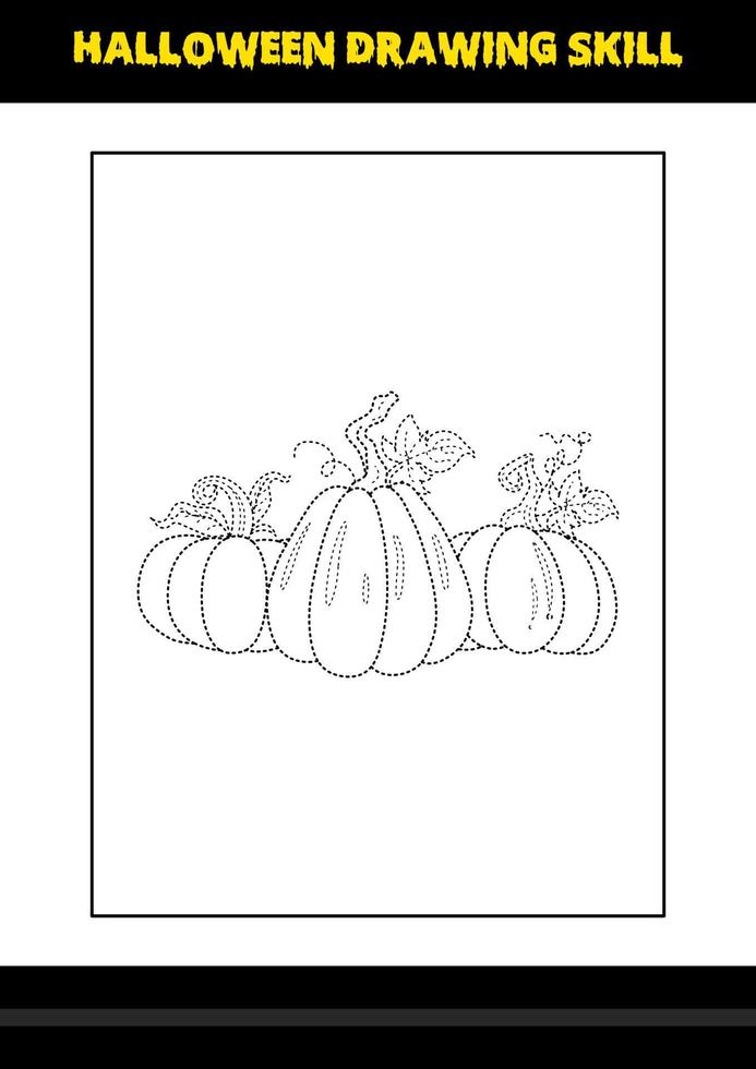 compétence de dessin d'halloween pour les enfants. coloriage de compétences de dessin d'halloween pour les enfants. vecteur