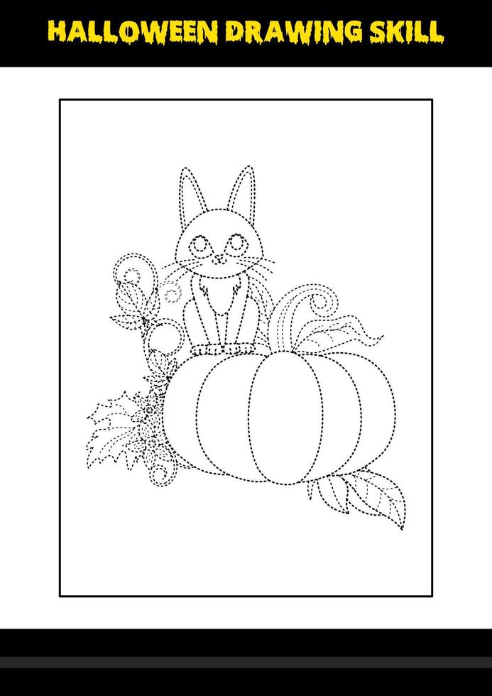 compétence de dessin d'halloween pour les enfants. coloriage de compétences de dessin d'halloween pour les enfants. vecteur