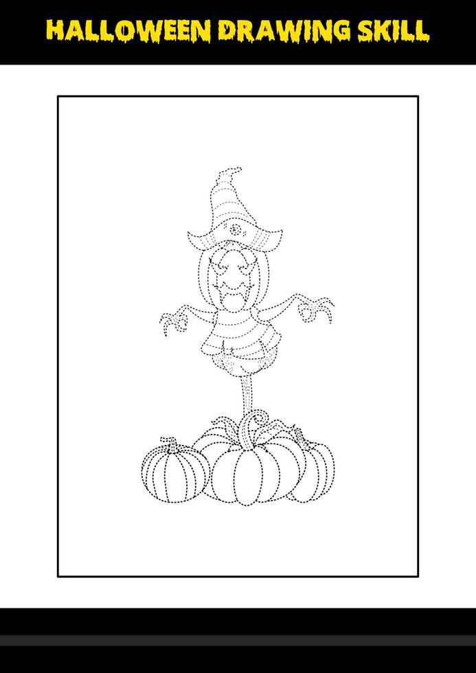 compétence de dessin d'halloween pour les enfants. coloriage de compétences de dessin d'halloween pour les enfants. vecteur