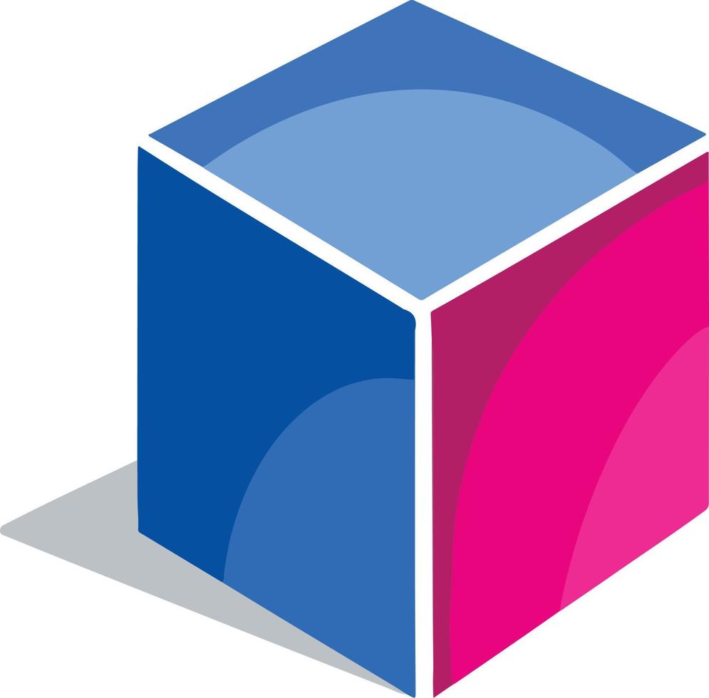 symbole icône vecteur bleu cube volumétrique visages géométrie