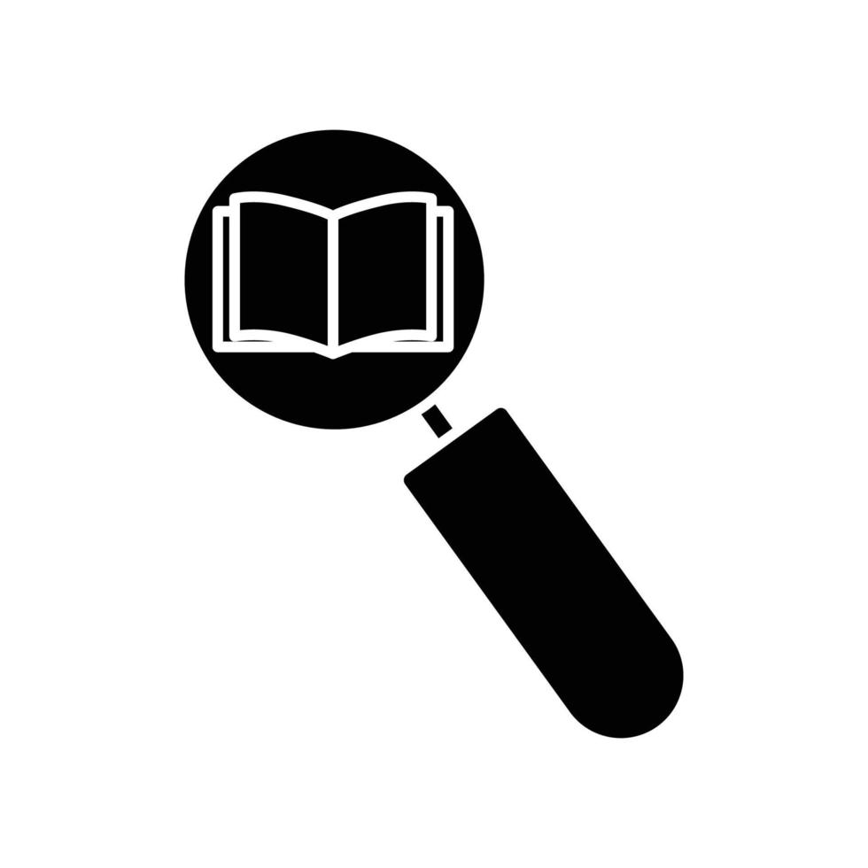 livre ouvert dans l'illustration de l'icône du glyphe de recherche. icône illustration liée à la recherche. conception vectorielle simple modifiable. vecteur