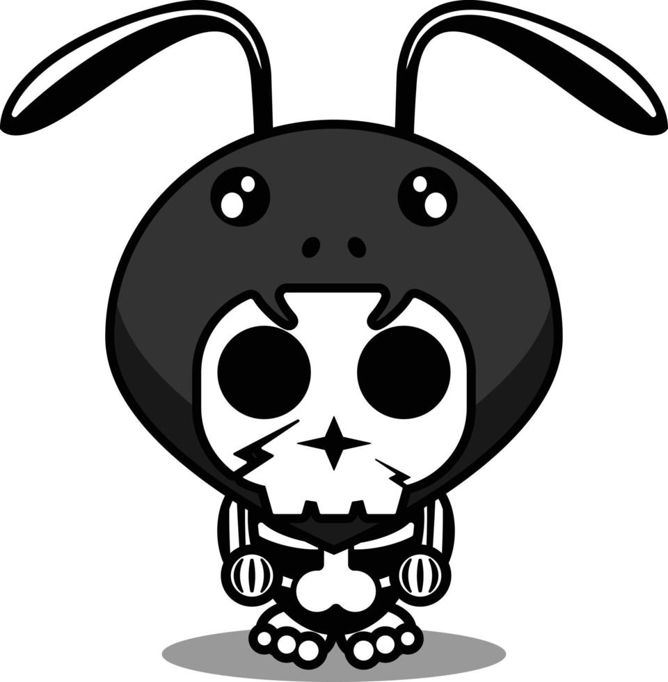 illustration vectorielle de mascotte costume personnage de dessin animé animal homme fourmi crâne mignon vecteur