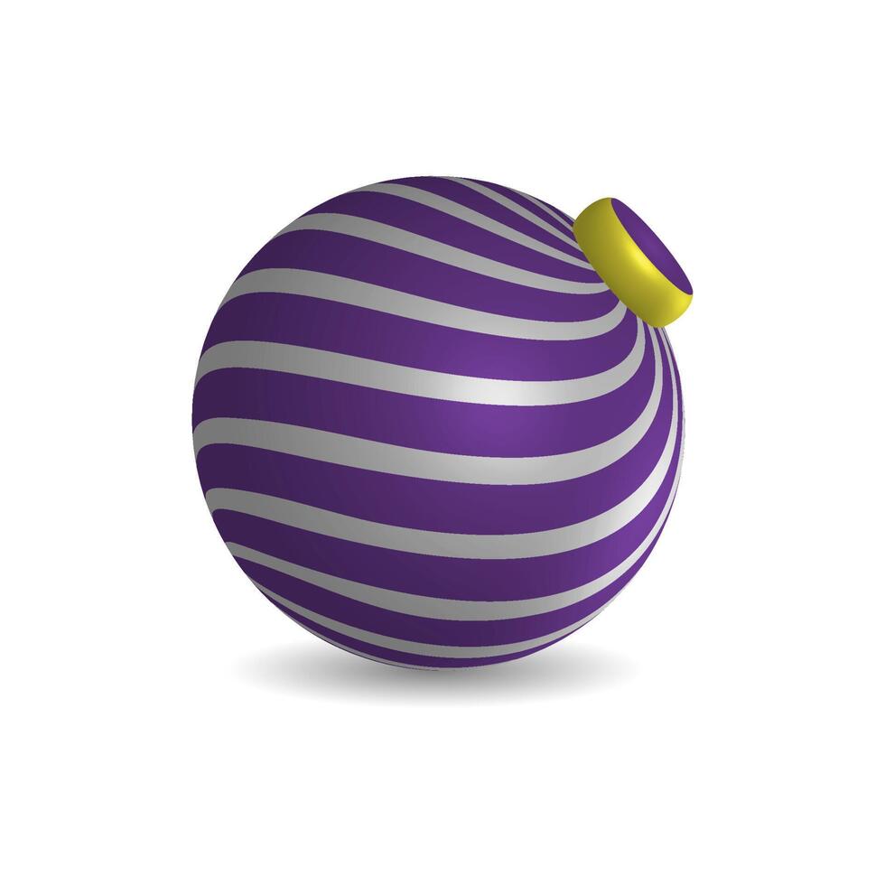 élément de boule suspendue violet décoration de noël avec motif de lignes courbes vecteur