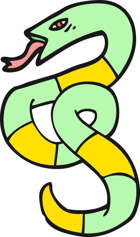 doodle personnage dessin animé serpent vecteur