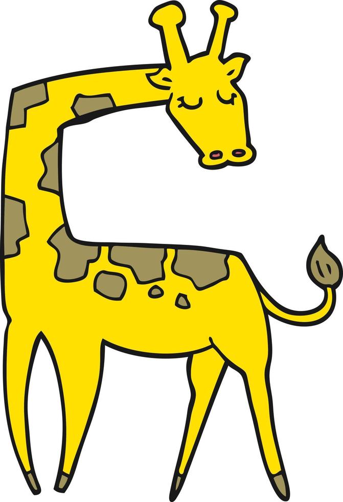 Doodle personnage dessin animé girafe vecteur