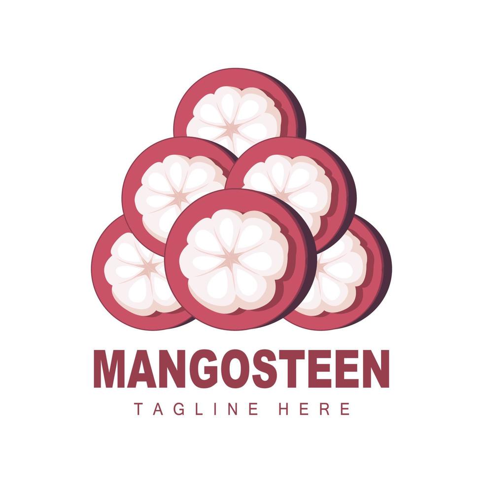 création de logo de mangoustan, vecteur de fruits frais pour la santé de la peau, illustration de marque de magasin de fruits et médecine naturelle de la peau