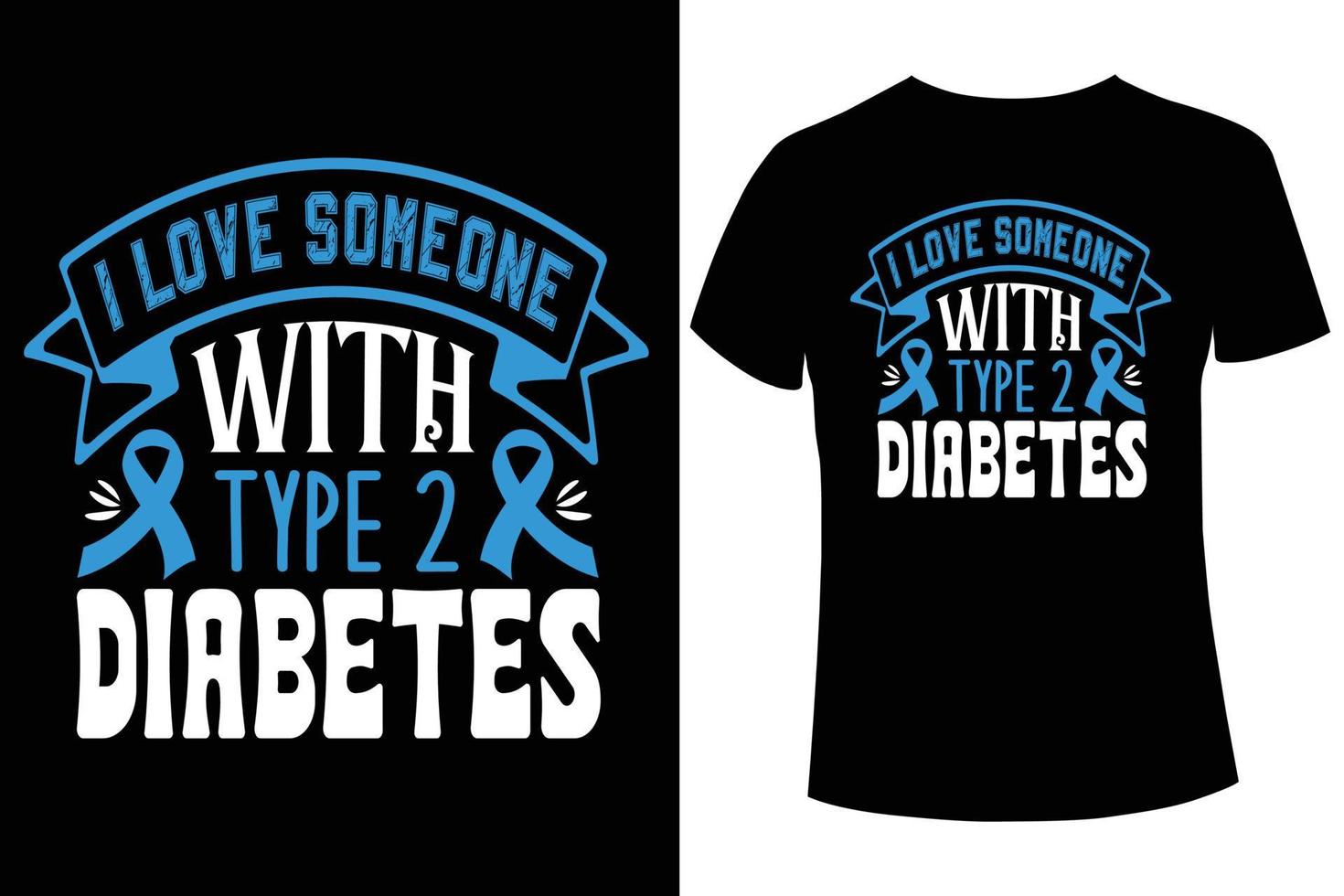 j'aime quelqu'un avec un modèle de vecteur de conception de t-shirt de sensibilisation au diabète de type 2