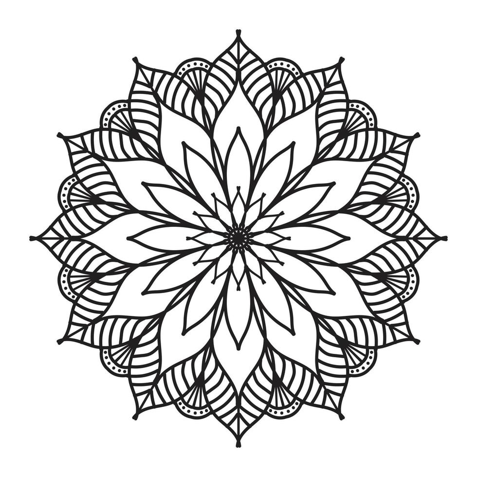 mandala noir, arrière-plan de conception de mandala ornemental de luxe, conception de mandala, conception de papier peint d'art de livre de coloriage de modèle de mandala, modèle de tuile, carte de voeux, mandala noir et blanc vecteur