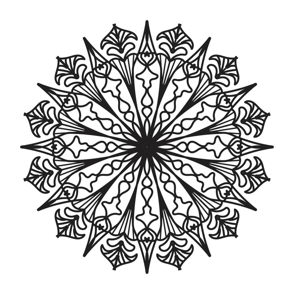 mandala noir, arrière-plan de conception de mandala ornemental de luxe, conception de mandala, conception de papier peint d'art de livre de coloriage de modèle de mandala, modèle de tuile, carte de voeux, mandala noir et blanc vecteur