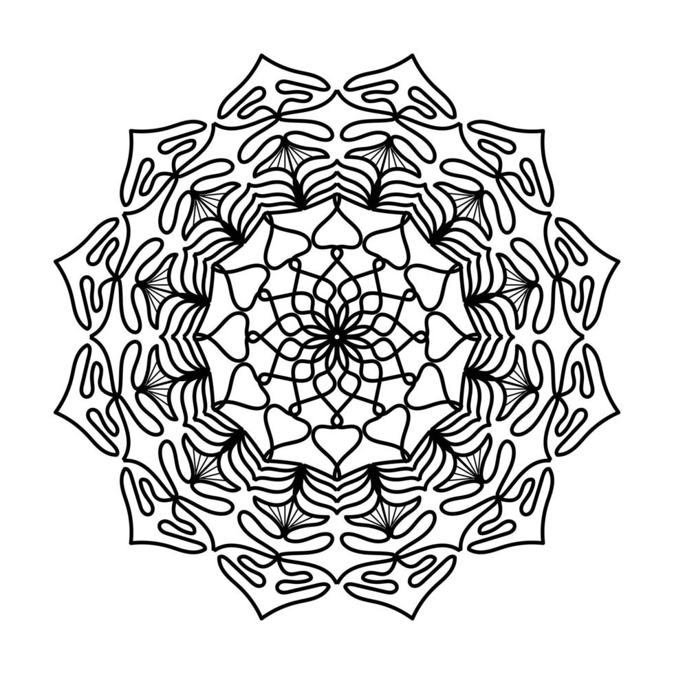 mandala noir, arrière-plan de conception de mandala ornemental de luxe, conception de mandala, conception de papier peint d'art de livre de coloriage de modèle de mandala, modèle de tuile, carte de voeux, mandala noir et blanc vecteur