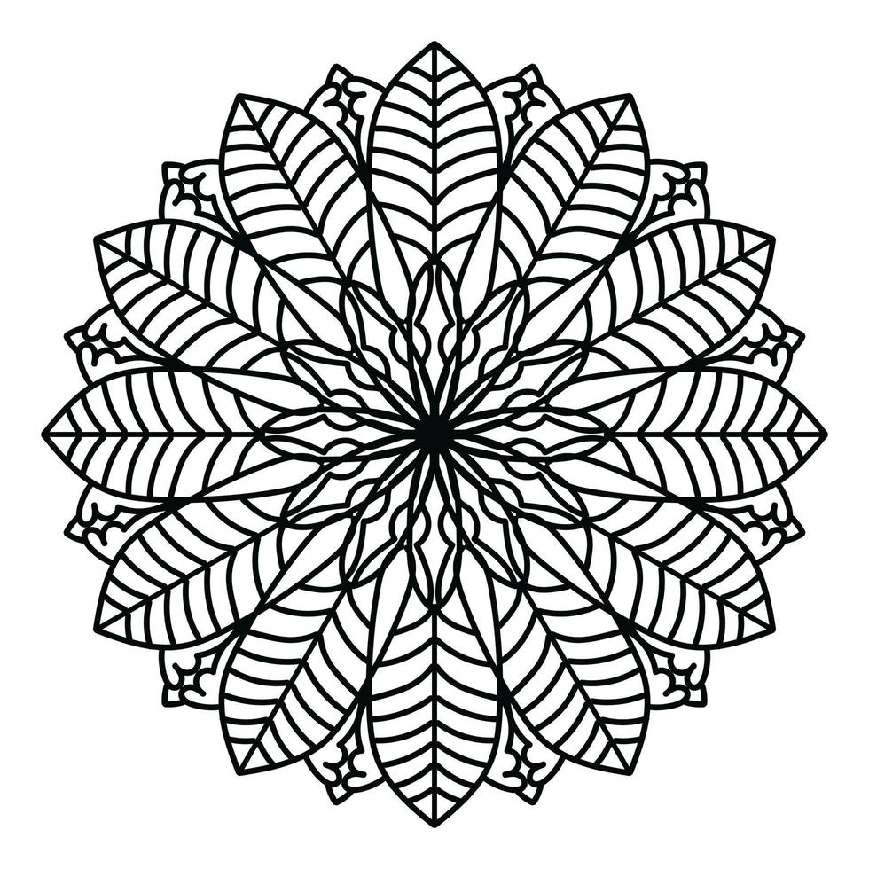 mandala noir, arrière-plan de conception de mandala ornemental de luxe, conception de mandala, conception de papier peint d'art de livre de coloriage de modèle de mandala, modèle de tuile, carte de voeux, mandala noir et blanc vecteur