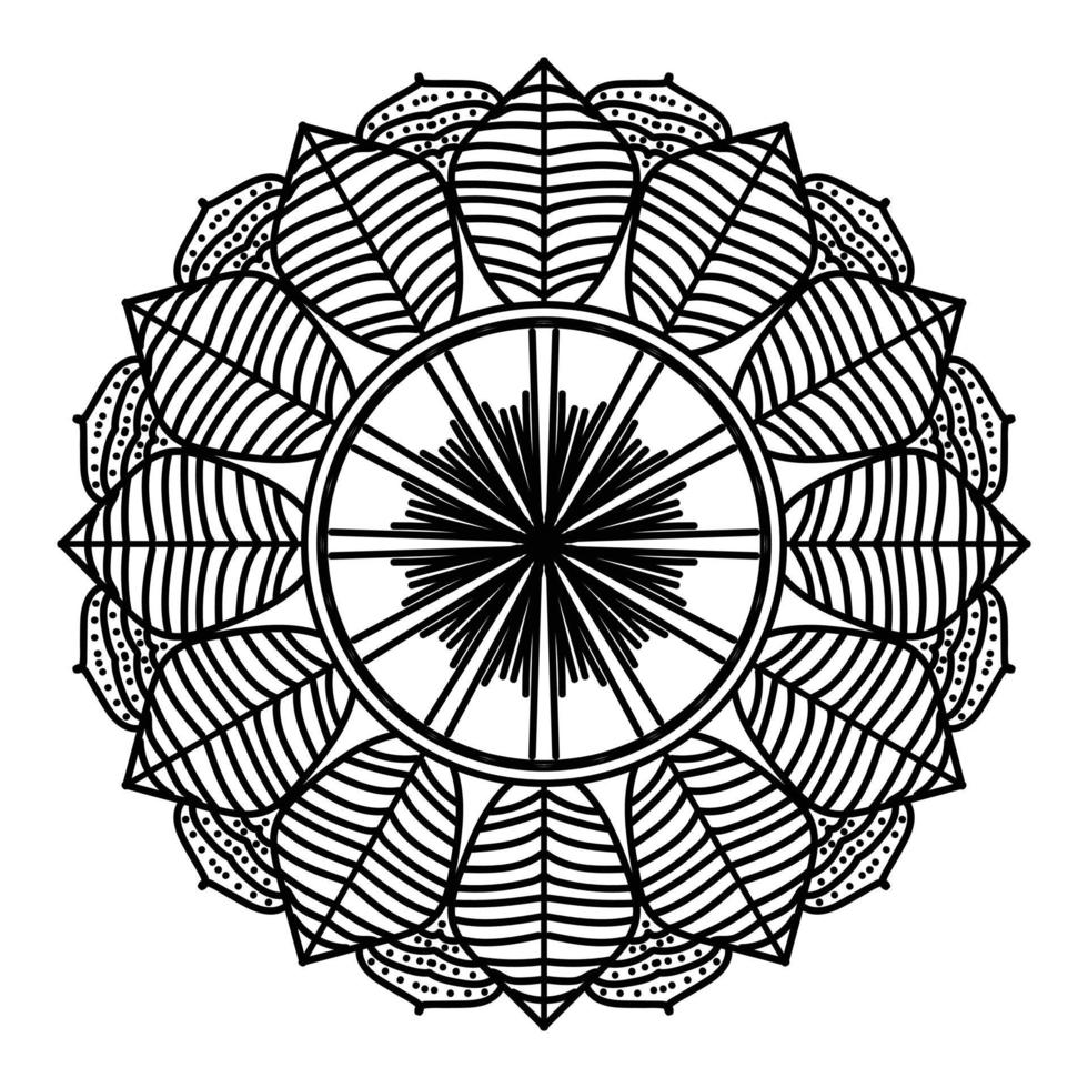 mandala noir, arrière-plan de conception de mandala ornemental de luxe, conception de mandala, conception de papier peint d'art de livre de coloriage de modèle de mandala, modèle de tuile, carte de voeux, mandala noir et blanc vecteur