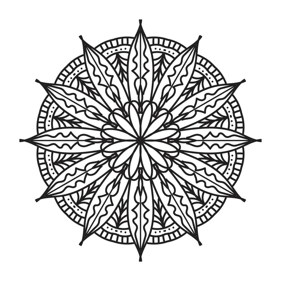 mandala noir, arrière-plan de conception de mandala ornemental de luxe, conception de mandala, conception de papier peint d'art de livre de coloriage de modèle de mandala, modèle de tuile, carte de voeux, mandala noir et blanc vecteur