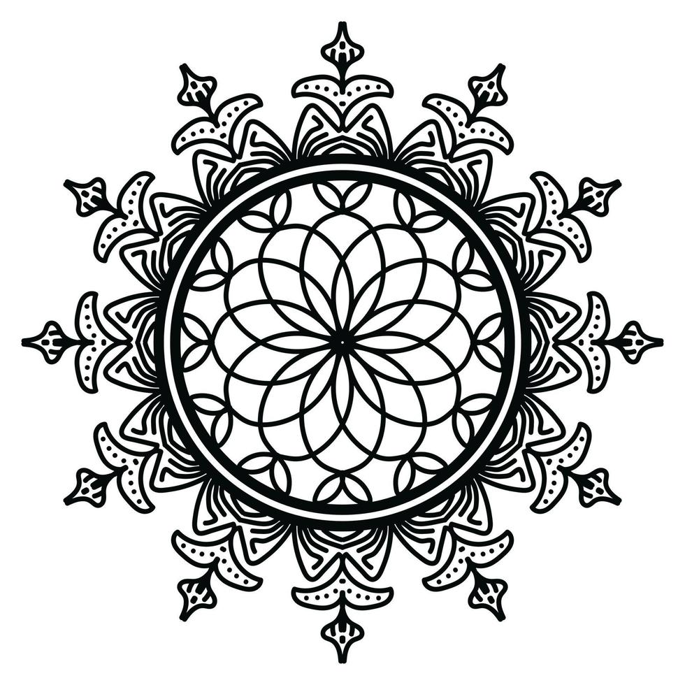 mandala noir, arrière-plan de conception de mandala ornemental de luxe, conception de mandala, conception de papier peint d'art de livre de coloriage de modèle de mandala, modèle de tuile, carte de voeux, mandala noir et blanc vecteur