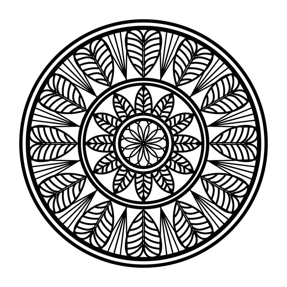 mandala noir, arrière-plan de conception de mandala ornemental de luxe, conception de mandala, conception de papier peint d'art de livre de coloriage de modèle de mandala, modèle de tuile, carte de voeux, mandala noir et blanc vecteur