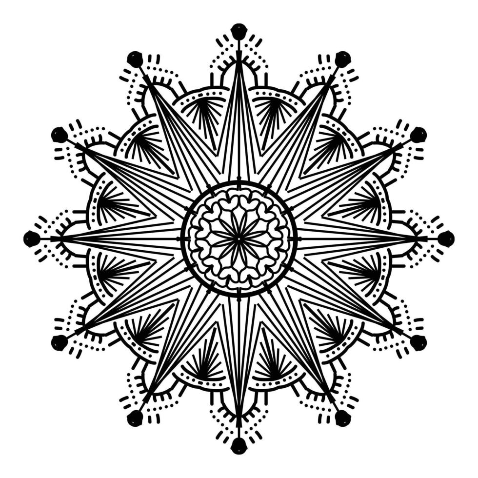 mandala noir, arrière-plan de conception de mandala ornemental de luxe, conception de mandala, conception de papier peint d'art de livre de coloriage de modèle de mandala, modèle de tuile, carte de voeux, mandala noir et blanc vecteur