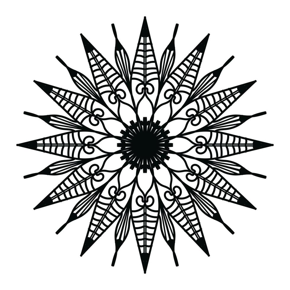 mandala noir, arrière-plan de conception de mandala ornemental de luxe, conception de mandala, conception de papier peint d'art de livre de coloriage de modèle de mandala, modèle de tuile, carte de voeux, mandala noir et blanc vecteur