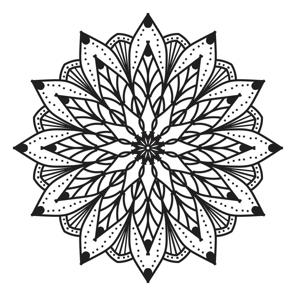 mandala noir, arrière-plan de conception de mandala ornemental de luxe, conception de mandala, conception de papier peint d'art de livre de coloriage de modèle de mandala, modèle de tuile, carte de voeux, mandala noir et blanc vecteur