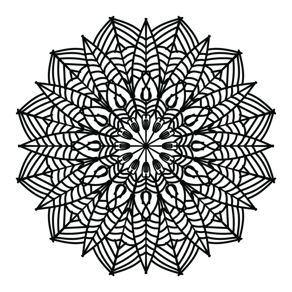 mandala noir, arrière-plan de conception de mandala ornemental de luxe, conception de mandala, conception de papier peint d'art de livre de coloriage de modèle de mandala, modèle de tuile, carte de voeux, mandala noir et blanc vecteur