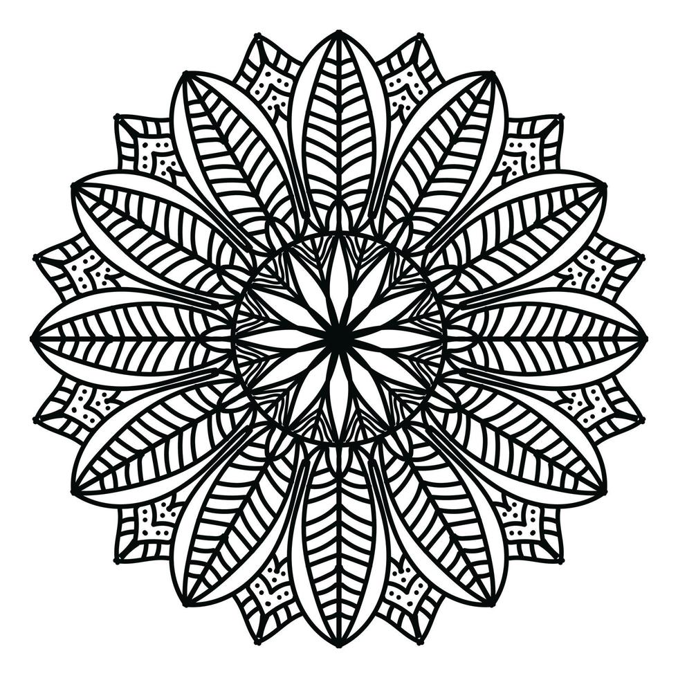 mandala noir, arrière-plan de conception de mandala ornemental de luxe, conception de mandala, conception de papier peint d'art de livre de coloriage de modèle de mandala, modèle de tuile, carte de voeux, mandala noir et blanc vecteur