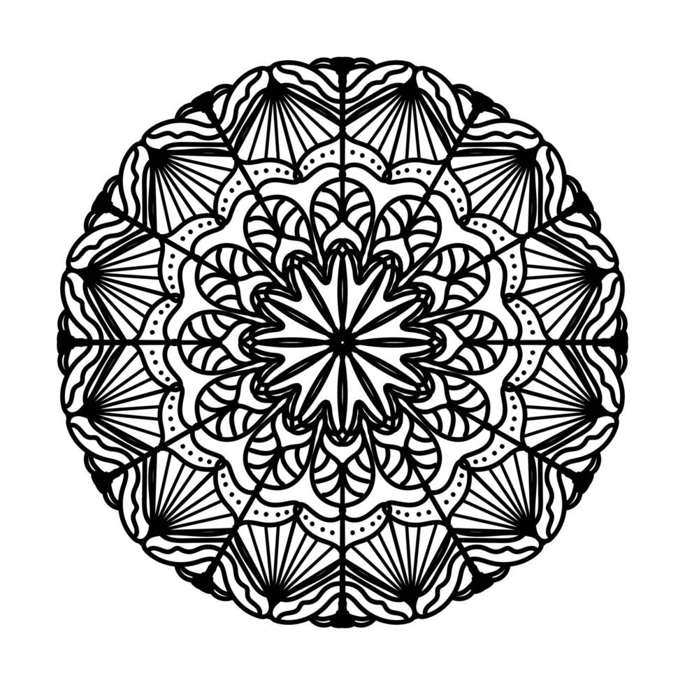 mandala noir, arrière-plan de conception de mandala ornemental de luxe, conception de mandala, conception de papier peint d'art de livre de coloriage de modèle de mandala, modèle de tuile, carte de voeux, mandala noir et blanc vecteur