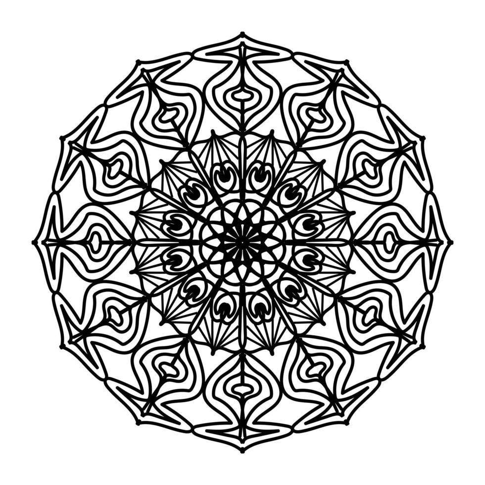 mandala noir, arrière-plan de conception de mandala ornemental de luxe, conception de mandala, conception de papier peint d'art de livre de coloriage de modèle de mandala, modèle de tuile, carte de voeux, mandala noir et blanc vecteur