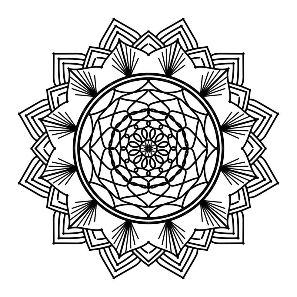 mandala noir, arrière-plan de conception de mandala ornemental de luxe, conception de mandala, conception de papier peint d'art de livre de coloriage de modèle de mandala, modèle de tuile, carte de voeux, mandala noir et blanc vecteur