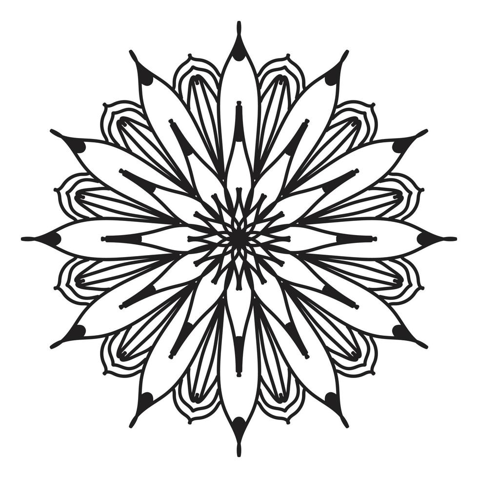 mandala noir, arrière-plan de conception de mandala ornemental de luxe, conception de mandala, conception de papier peint d'art de livre de coloriage de modèle de mandala, modèle de tuile, carte de voeux, mandala noir et blanc vecteur