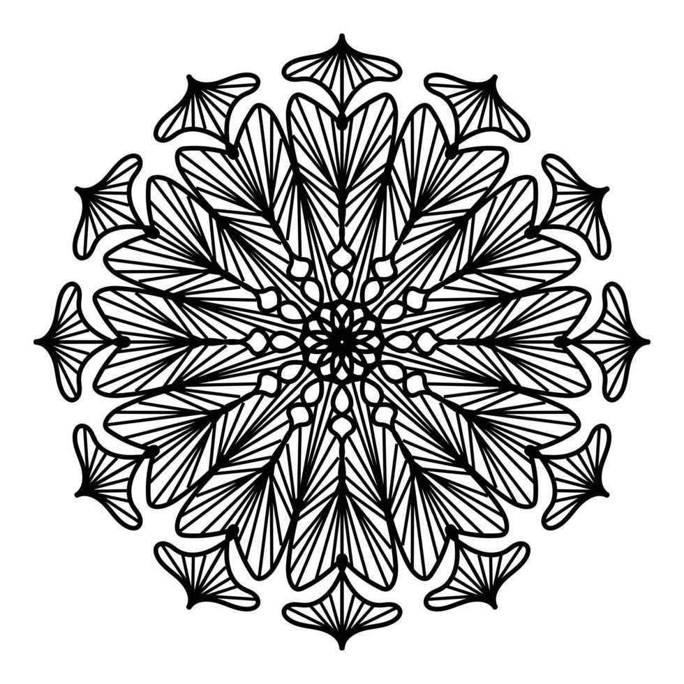 mandala noir, arrière-plan de conception de mandala ornemental de luxe, conception de mandala, conception de papier peint d'art de livre de coloriage de modèle de mandala, modèle de tuile, carte de voeux, mandala noir et blanc vecteur