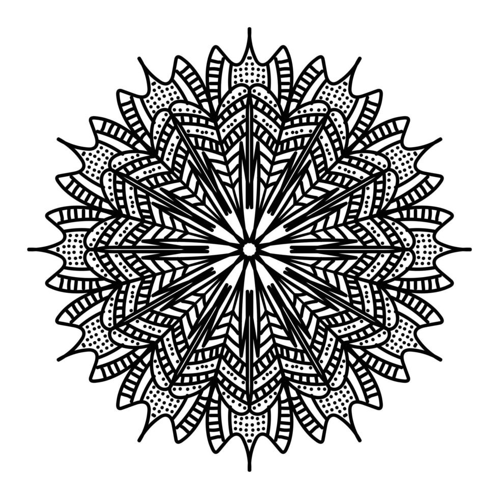 mandala noir, arrière-plan de conception de mandala ornemental de luxe, conception de mandala, conception de papier peint d'art de livre de coloriage de modèle de mandala, modèle de tuile, carte de voeux, mandala noir et blanc vecteur