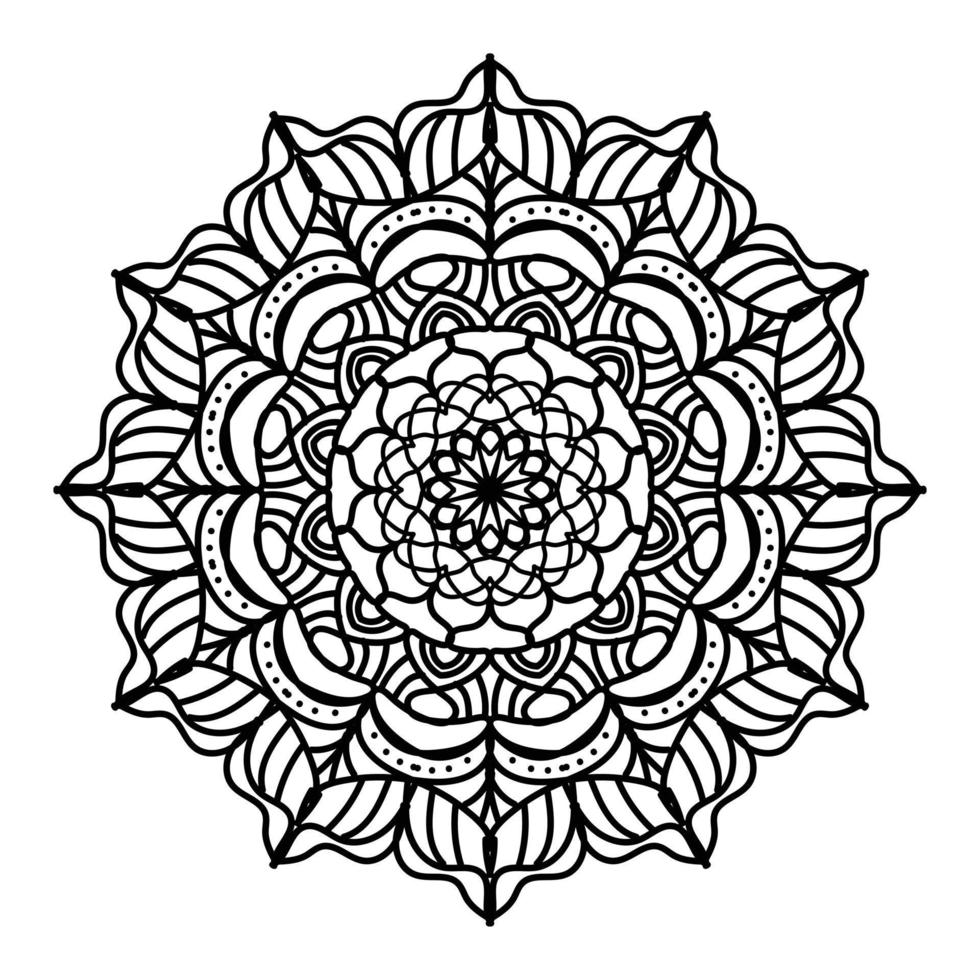 mandala noir, arrière-plan de conception de mandala ornemental de luxe, conception de mandala, conception de papier peint d'art de livre de coloriage de modèle de mandala, modèle de tuile, carte de voeux, mandala noir et blanc vecteur