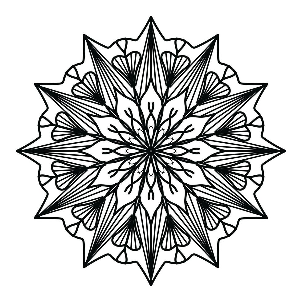 mandala noir, arrière-plan de conception de mandala ornemental de luxe, conception de mandala, conception de papier peint d'art de livre de coloriage de modèle de mandala, modèle de tuile, carte de voeux, mandala noir et blanc vecteur