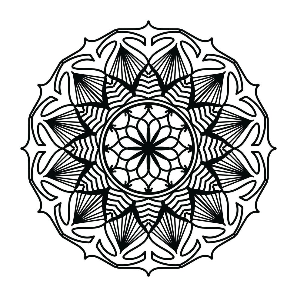 mandala noir, arrière-plan de conception de mandala ornemental de luxe, conception de mandala, conception de papier peint d'art de livre de coloriage de modèle de mandala, modèle de tuile, carte de voeux, mandala noir et blanc vecteur