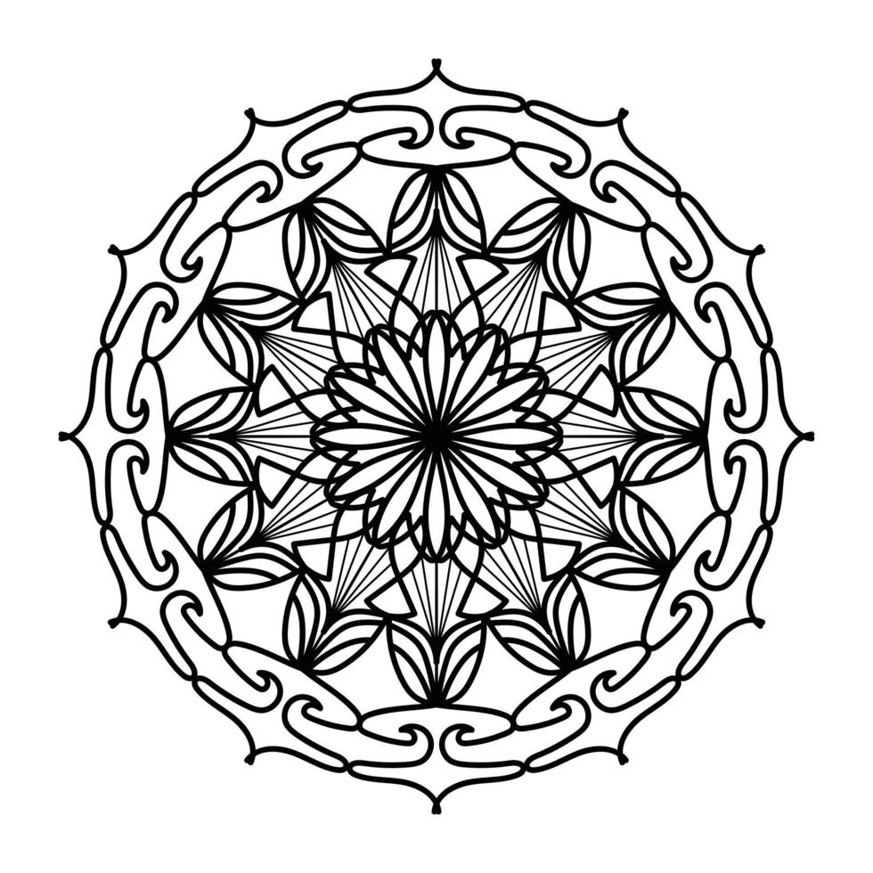 mandala noir, arrière-plan de conception de mandala ornemental de luxe, conception de mandala, conception de papier peint d'art de livre de coloriage de modèle de mandala, modèle de tuile, carte de voeux, mandala noir et blanc vecteur