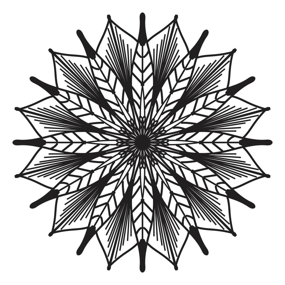 mandala noir, arrière-plan de conception de mandala ornemental de luxe, conception de mandala, conception de papier peint d'art de livre de coloriage de modèle de mandala, modèle de tuile, carte de voeux, mandala noir et blanc vecteur