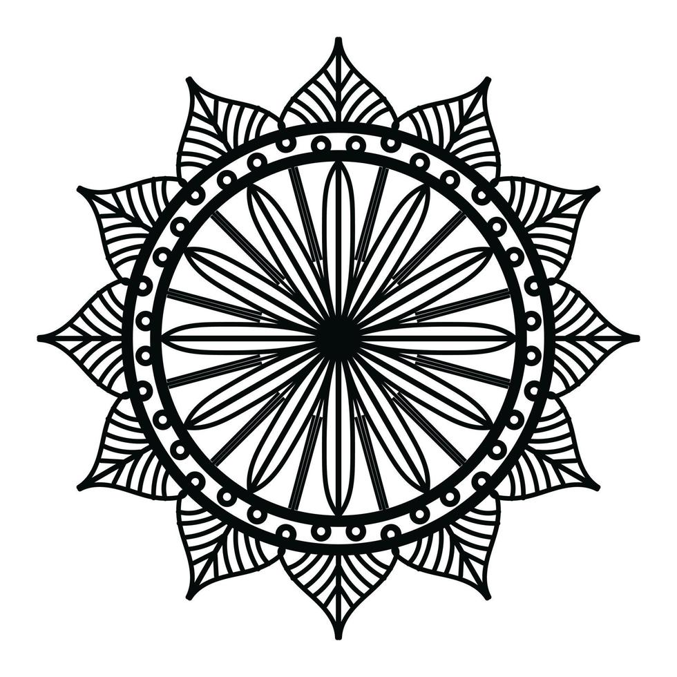 mandala noir, arrière-plan de conception de mandala ornemental de luxe, conception de mandala, conception de papier peint d'art de livre de coloriage de modèle de mandala, modèle de tuile, carte de voeux, mandala noir et blanc vecteur