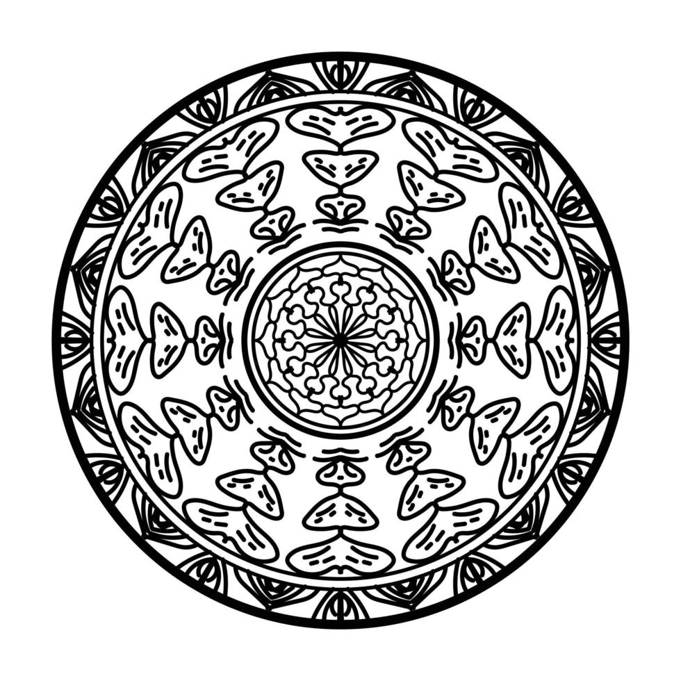 mandala noir, arrière-plan de conception de mandala ornemental de luxe, conception de mandala, conception de papier peint d'art de livre de coloriage de modèle de mandala, modèle de tuile, carte de voeux, mandala noir et blanc vecteur