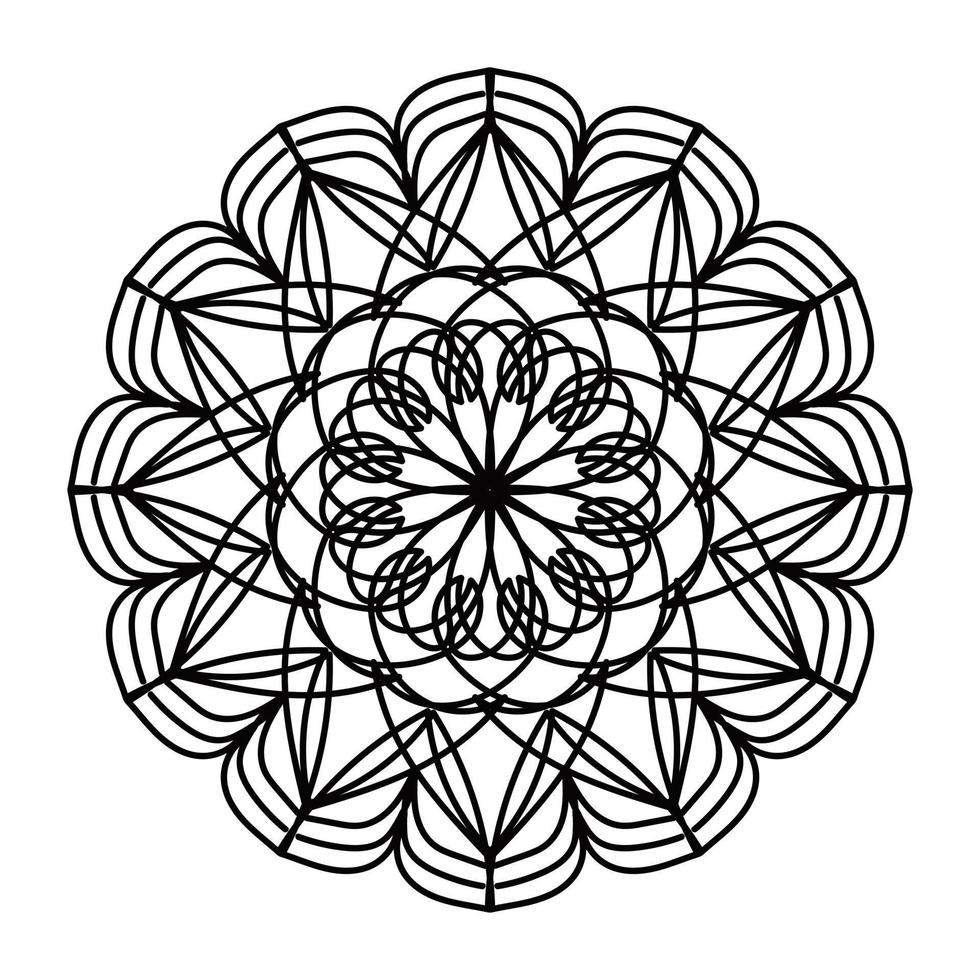 mandala noir, arrière-plan de conception de mandala ornemental de luxe, conception de mandala, conception de papier peint d'art de livre de coloriage de modèle de mandala, modèle de tuile, carte de voeux, mandala noir et blanc vecteur