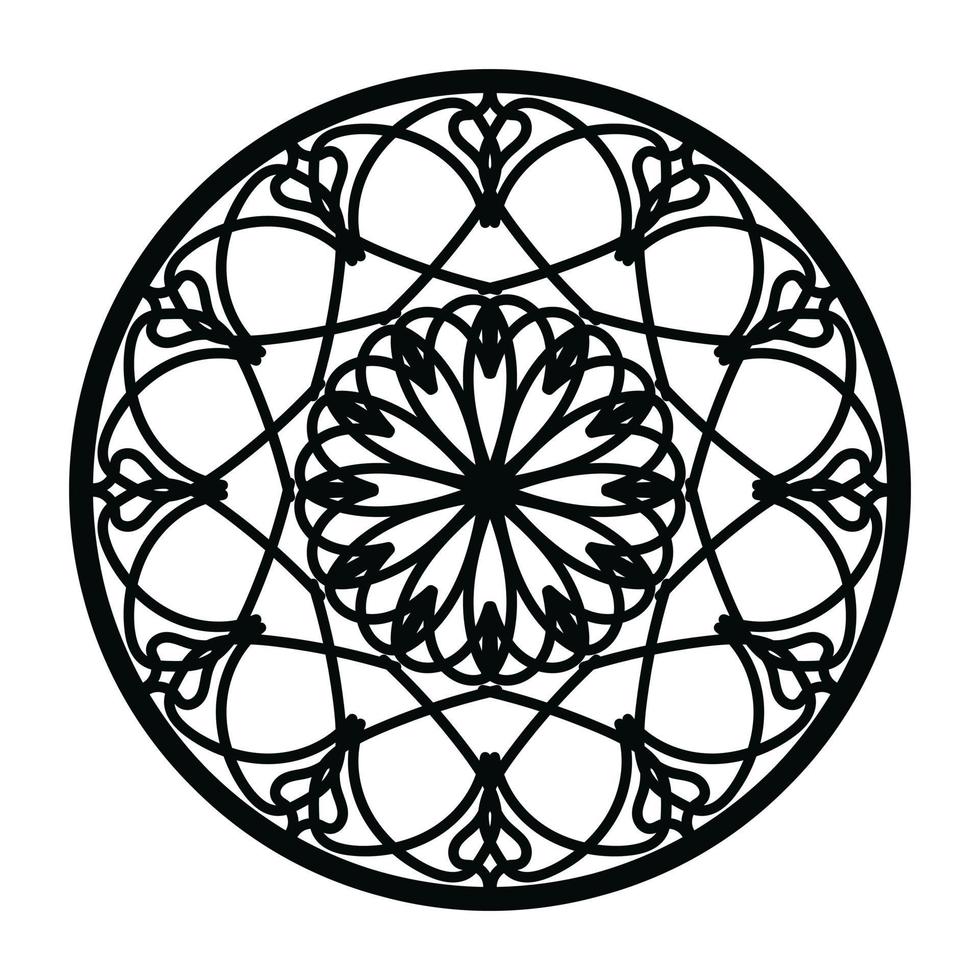 mandala noir, arrière-plan de conception de mandala ornemental de luxe, conception de mandala, conception de papier peint d'art de livre de coloriage de modèle de mandala, modèle de tuile, carte de voeux, mandala noir et blanc vecteur