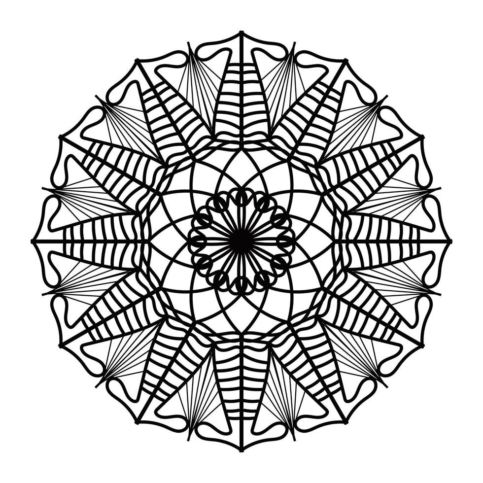 mandala noir, arrière-plan de conception de mandala ornemental de luxe, conception de mandala, conception de papier peint d'art de livre de coloriage de modèle de mandala, modèle de tuile, carte de voeux, mandala noir et blanc vecteur