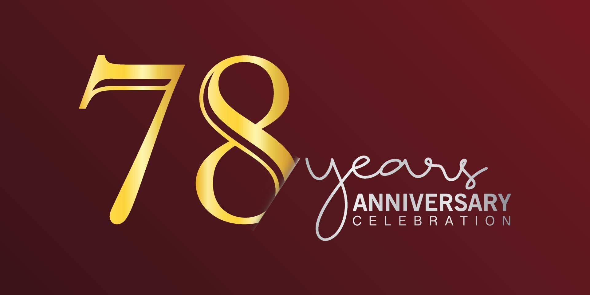 78e anniversaire célébration logotype numéro couleur or avec fond de couleur rouge. anniversaire de vecteur pour la célébration, carte d'invitation et carte de voeux