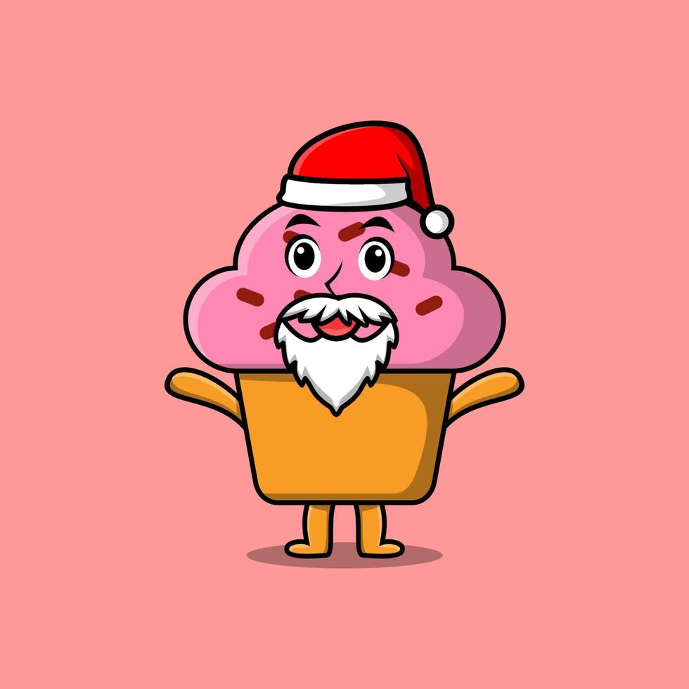 personnage de dessin animé cupcake personnage du père noël vecteur