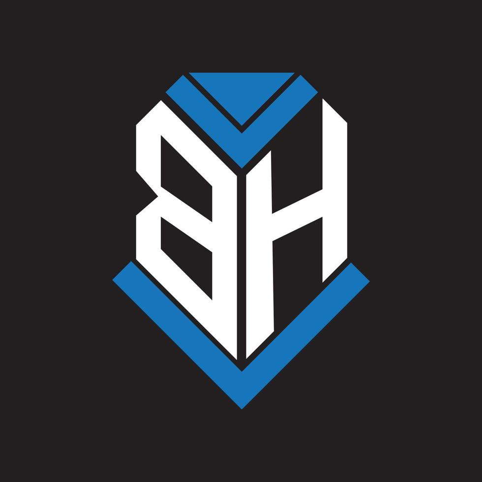 création de logo de lettre bh sur fond noir. bh concept de logo de lettre initiales créatives. conception de lettre bh. vecteur