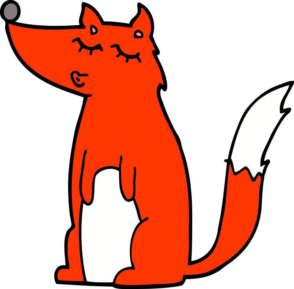 loup de dessin animé personnage doodle vecteur