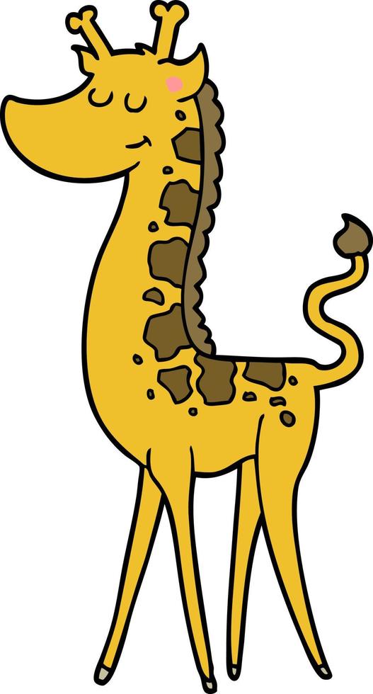 Doodle personnage dessin animé girafe vecteur