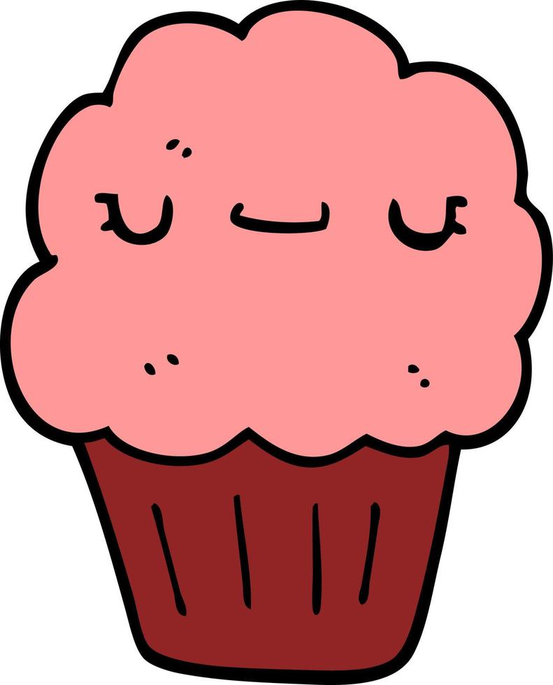 muffin de dessin animé de personnage de doodle vecteur