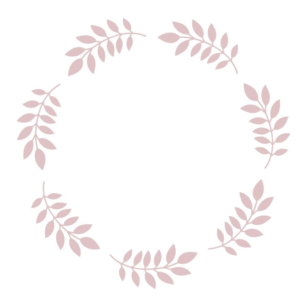 cadre décoratif floral délicat rond de feuilles. modèle pour les invitations de mariage, cartes. illustration vectorielle simple isolée sur fond blanc vecteur