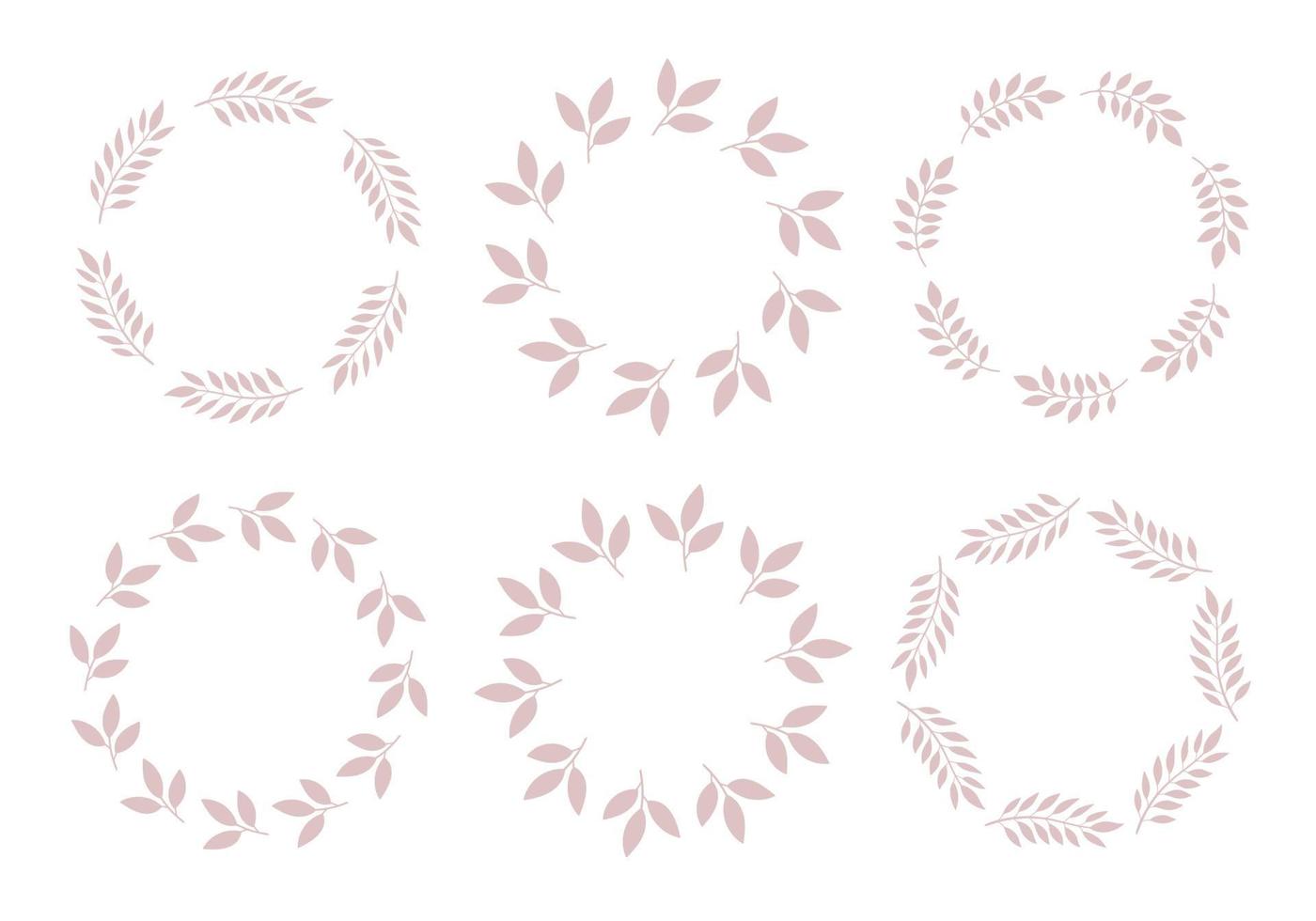 ensemble de cadre décoratif floral délicat rond à partir de feuilles. modèle pour les invitations de mariage, cartes. illustration vectorielle simple sur fond blanc vecteur