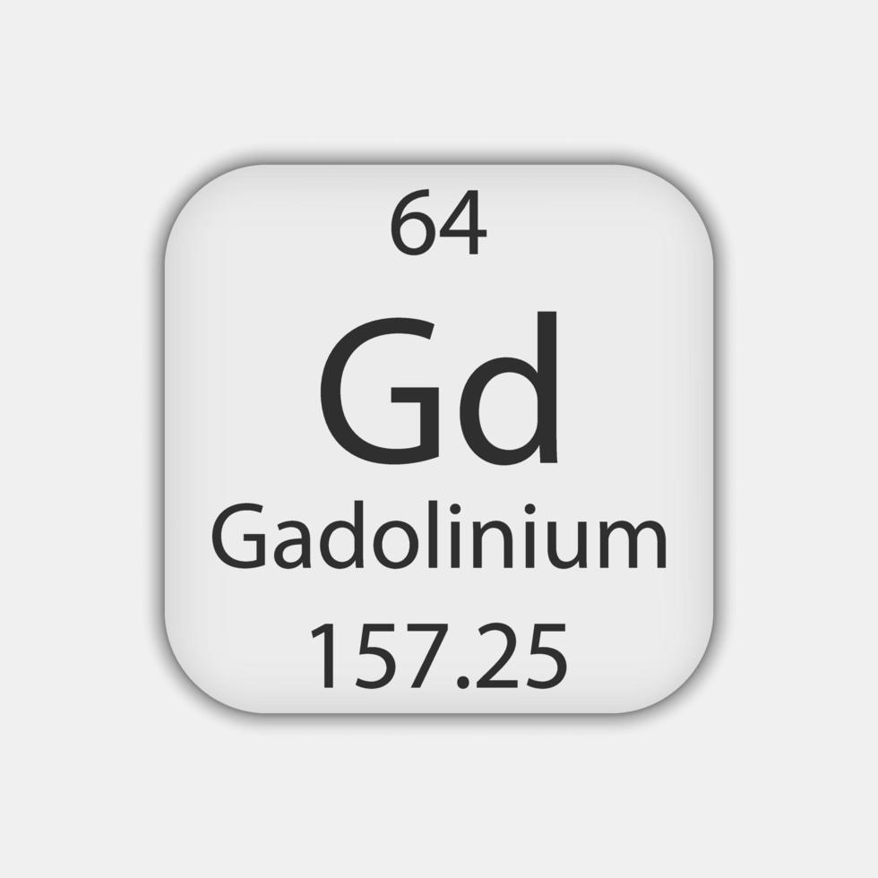 symbole de gadolinium. élément chimique du tableau périodique. illustration vectorielle. vecteur