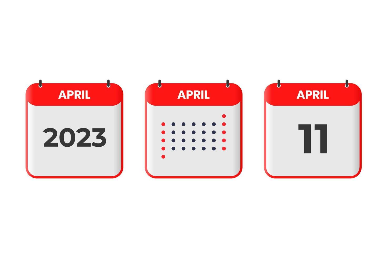 icône de conception de calendrier du 11 avril. Calendrier 2023, rendez-vous, concept de date importante vecteur